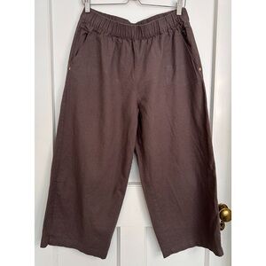 Anne Klein Linen Cropped Wide Leg Pants Size Medium